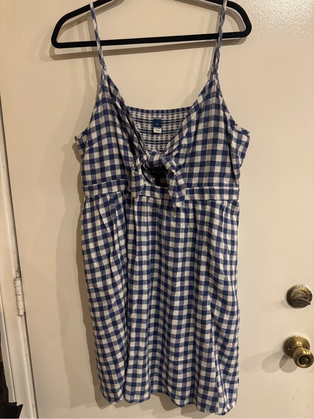 Old Navy Blue and White Gingham Tie-Front Sundress